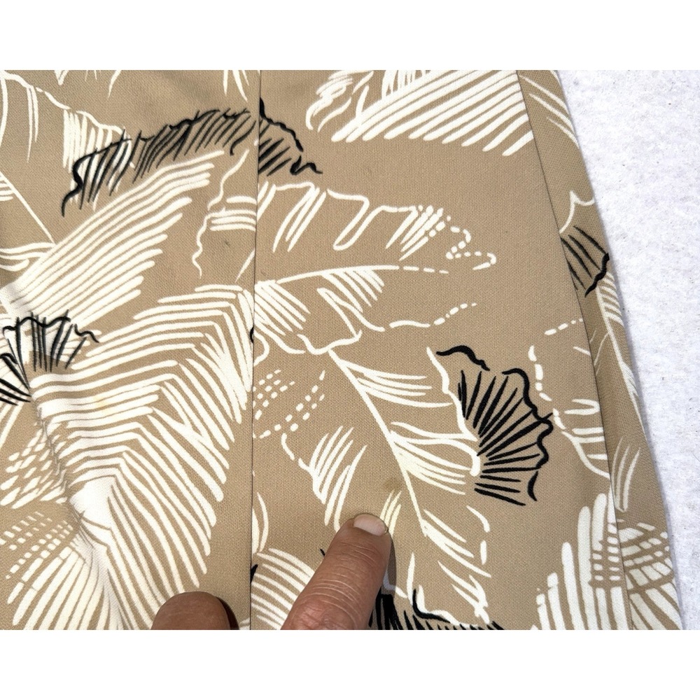 New York & Company Dress XS Tan Floral Leaf Short Sleeve Collared Midi - Picture 8 of 10